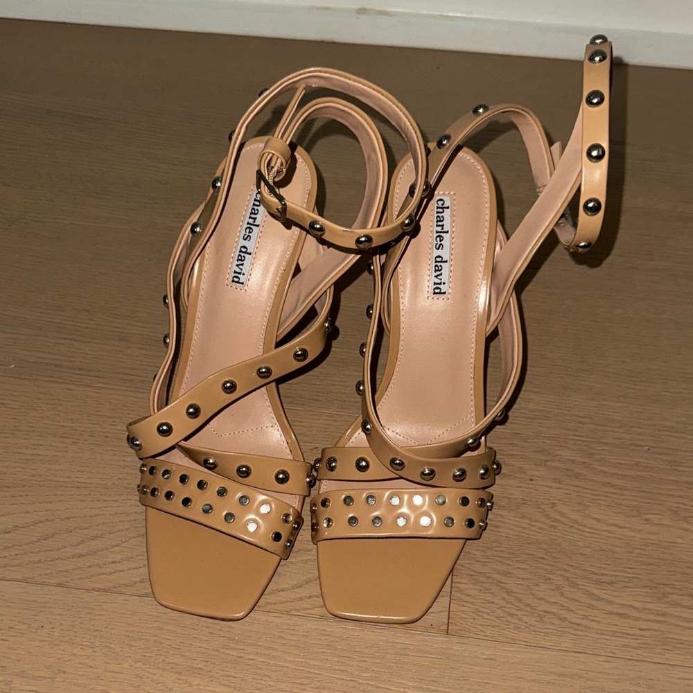 Charles David Velocity Tan Studded Heels